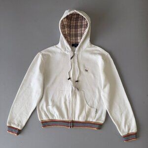 Authentic Burberry Check Trim Cotton Zip Hoodie